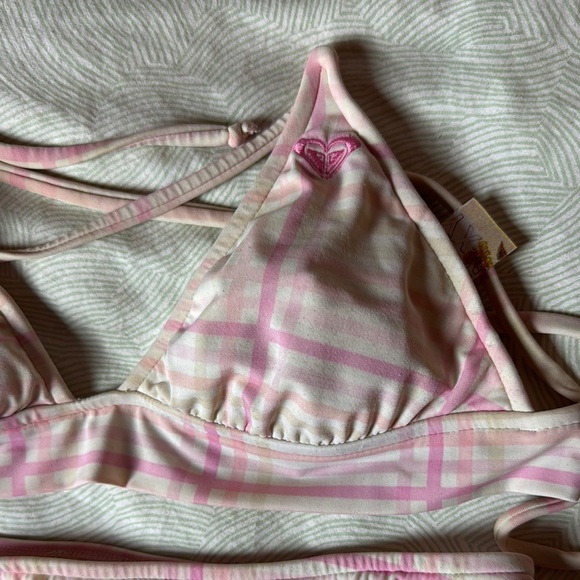 Roxy Pink and White Plaid Bikini - Picture 5 of 6